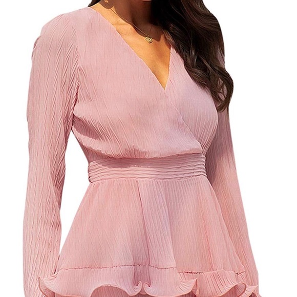 Pink Chiffon Ruffle Dress - Picture 2 of 6